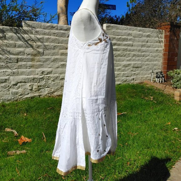 NWT Anthropologie Leifnotes Eyelet Embroidered Hand Beaded Assymetric Dress. 2 - Picture 6 of 11